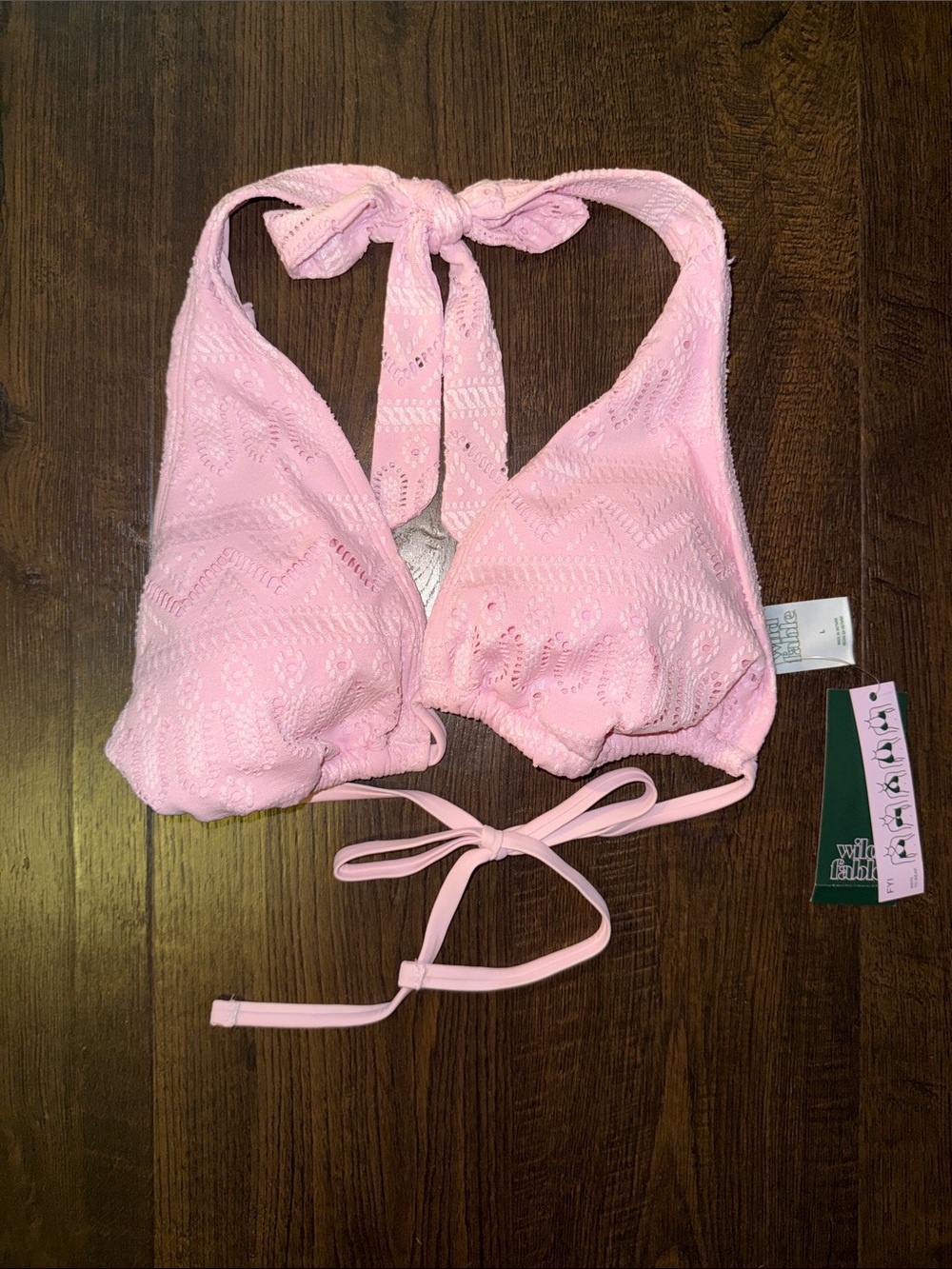 wild fable Pink Eyelet Halter Bikini Top